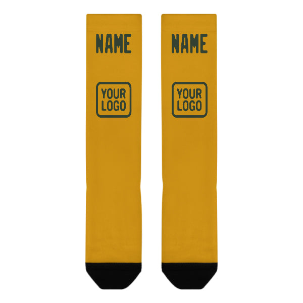Custom Yellow Dark Green Knee-High Sock