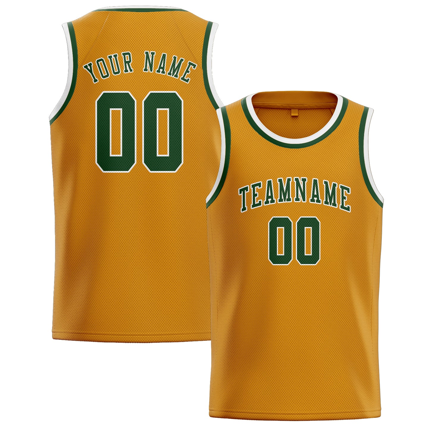 Custom Yellow Dark Green Basketball Jersey