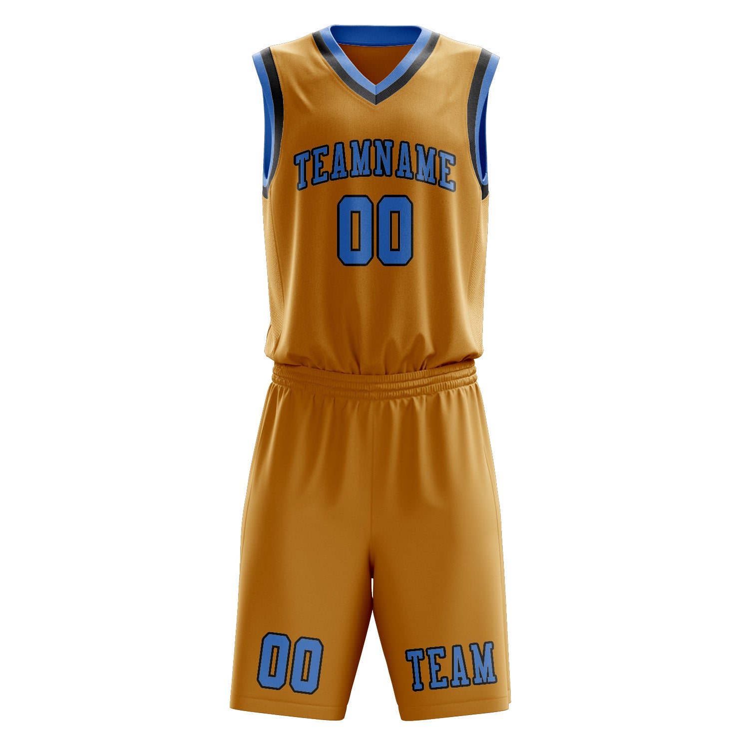 Custom Yellow Light Blue Basketball Set