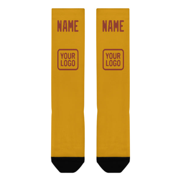 Custom Yellow Coral Red Knee-High Sock