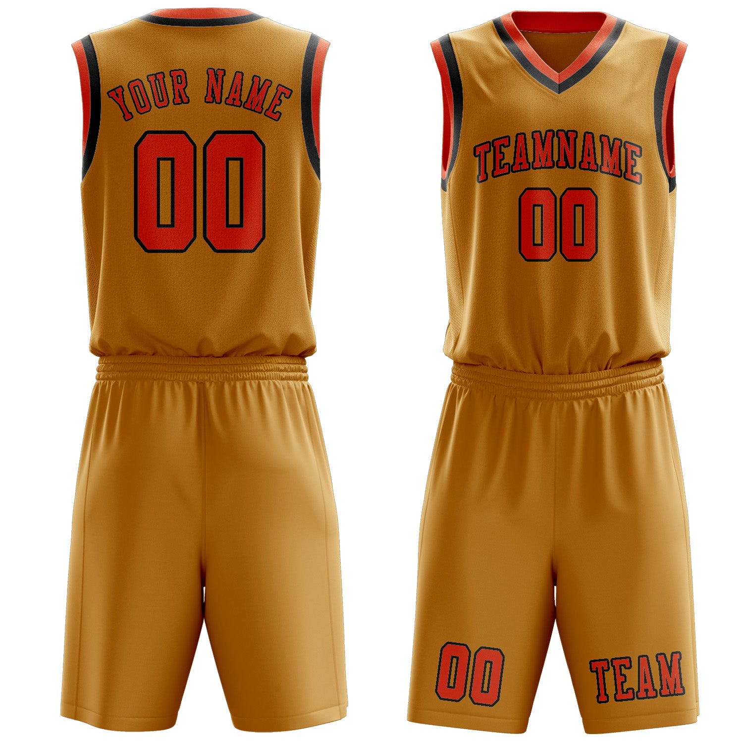 Custom Yellow Orange Red Basketball Set