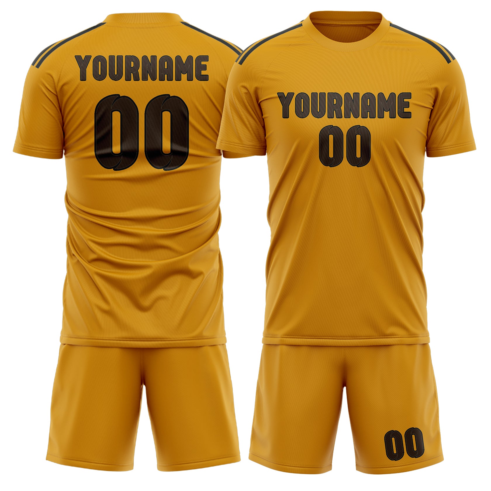 Custom Yellow Brown Soccer Set