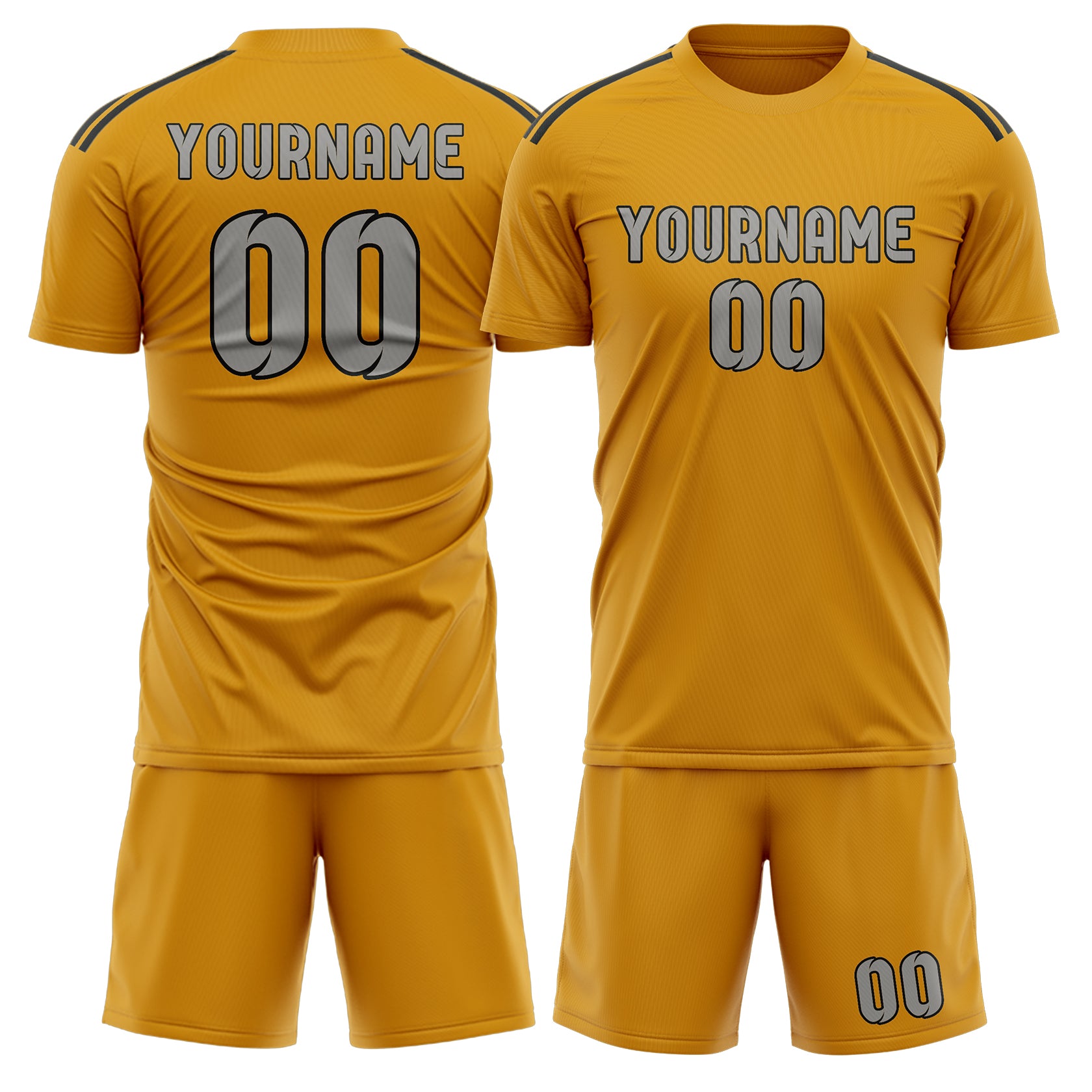 Custom Yellow Gray Soccer Set