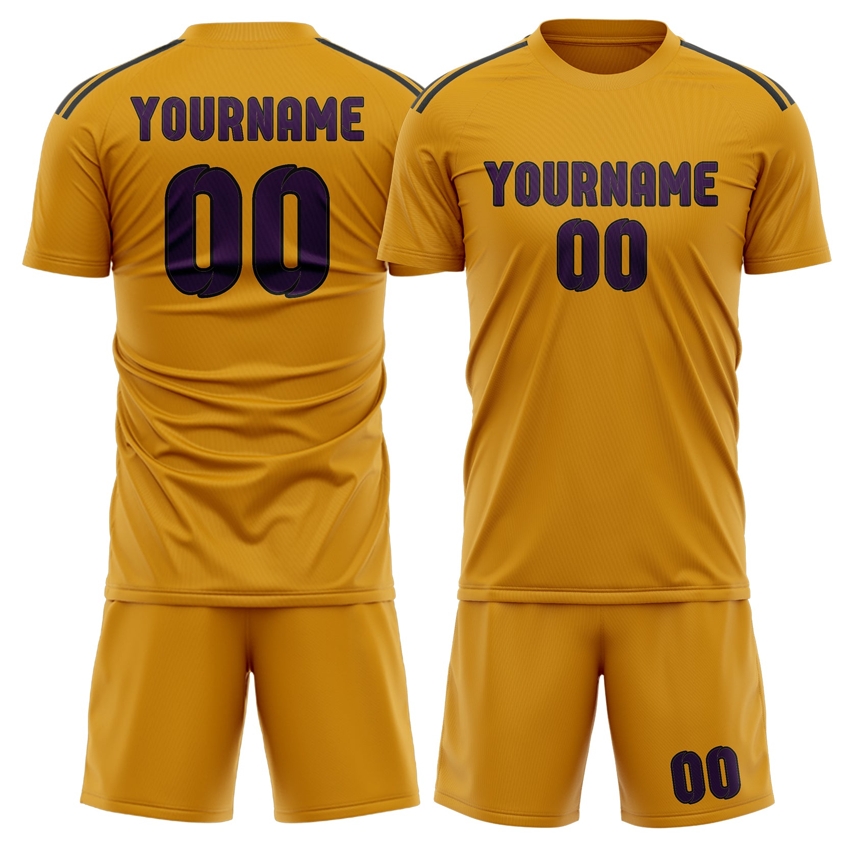 Custom Yellow Purple Soccer Set