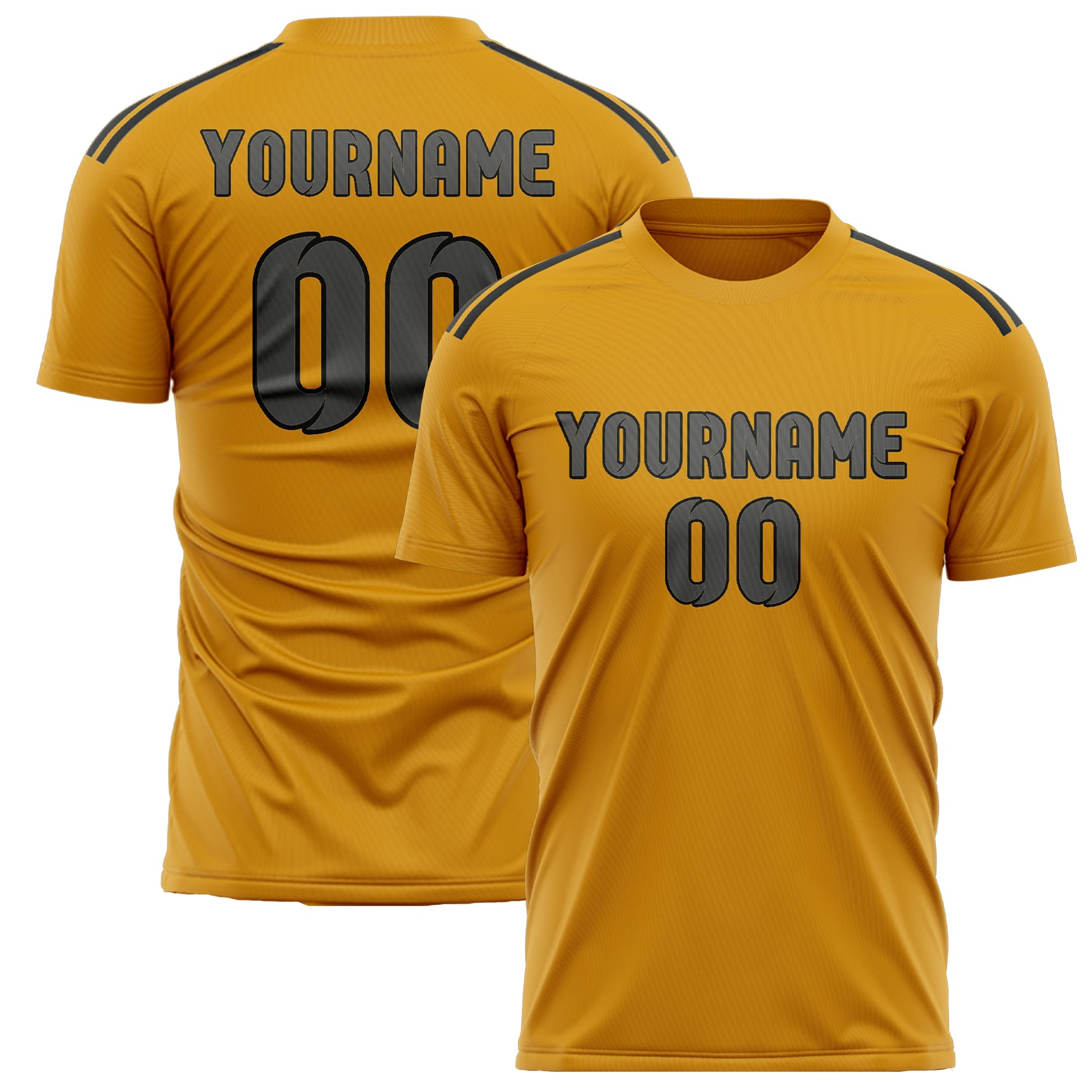 Custom Yellow Dark Grey Soccer Jersey