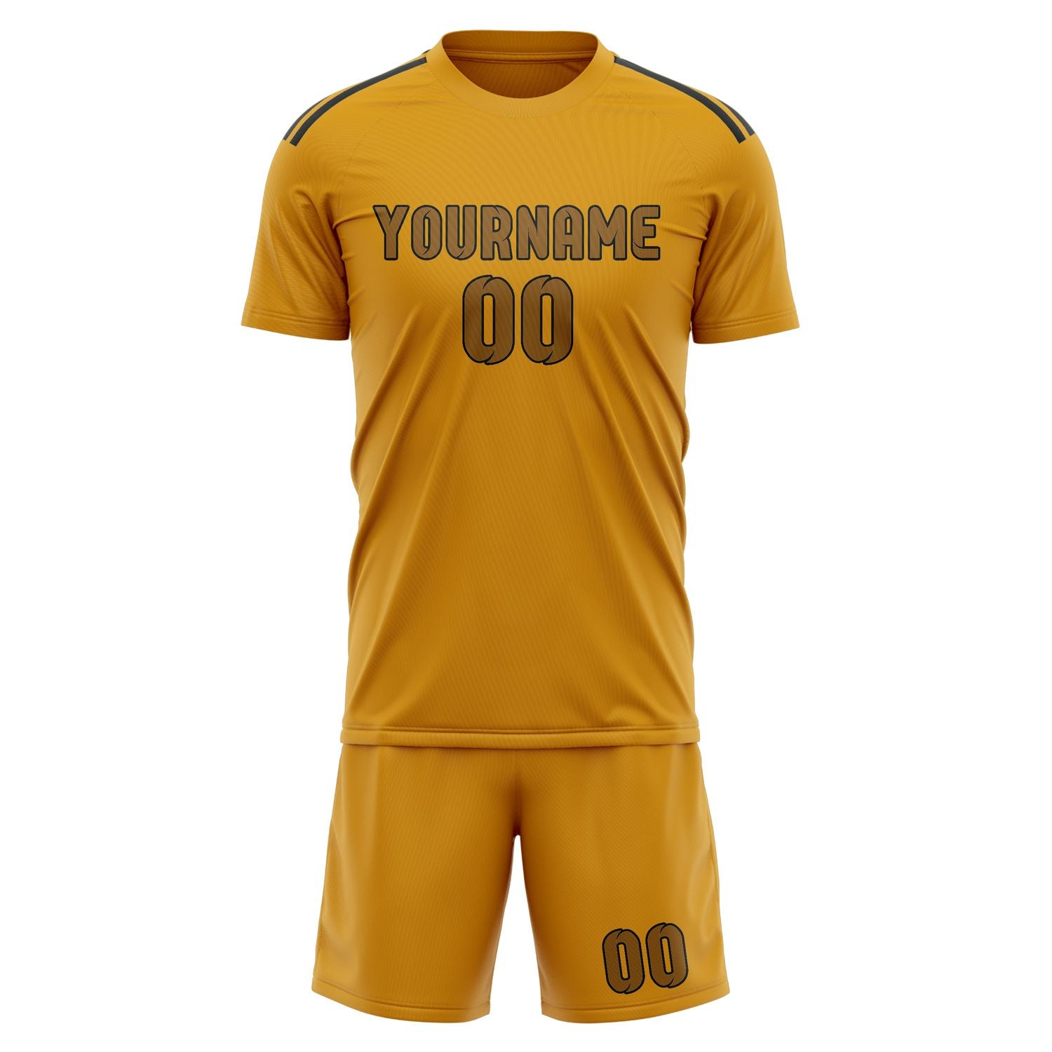 Custom Yellow Khaki Soccer Set