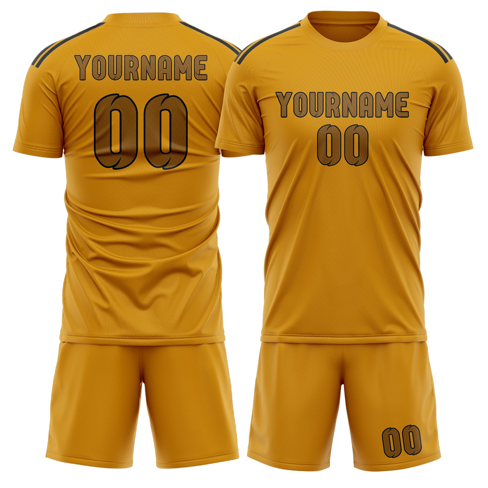 Custom Yellow Khaki Soccer Set
