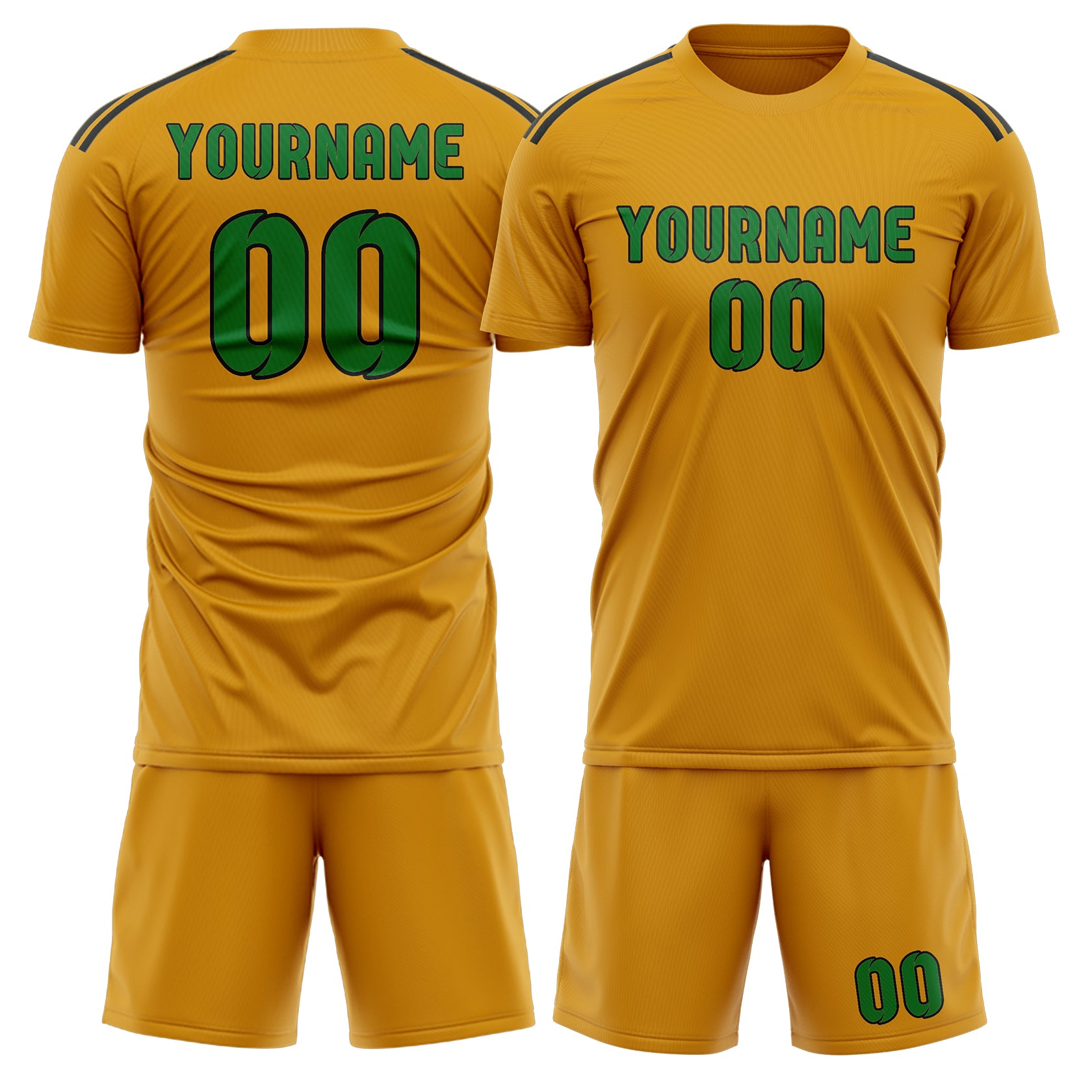 Custom Yellow Emerald Green Soccer Set