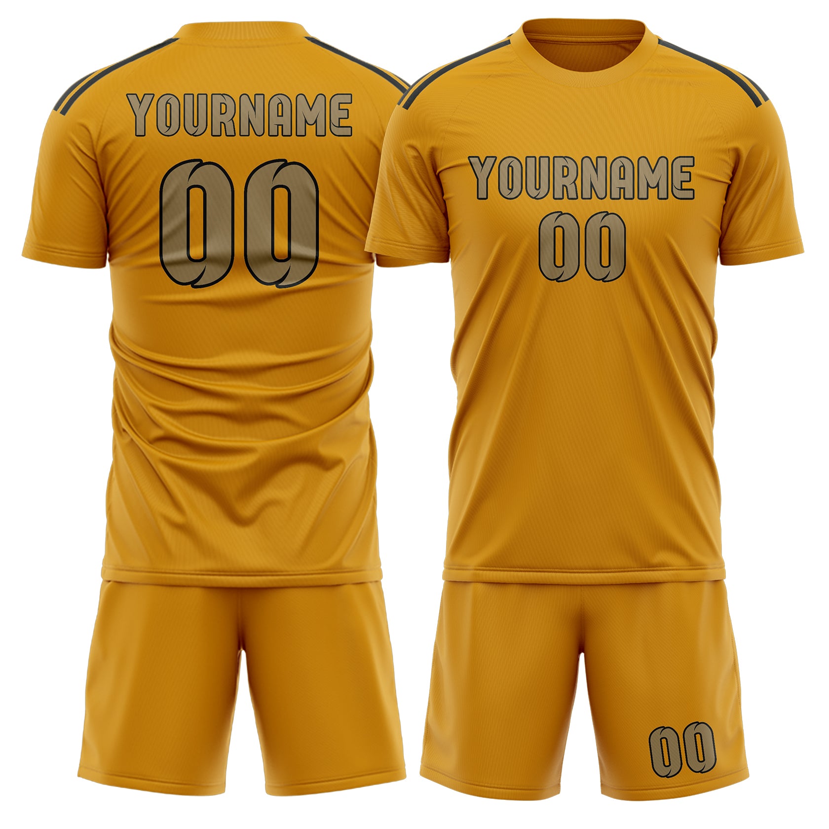 Custom Yellow Light Khaki Soccer Set