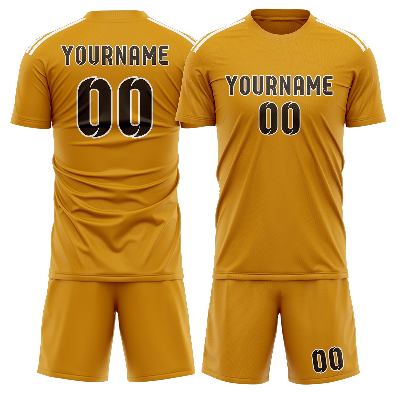 Custom Yellow Brown Soccer Set