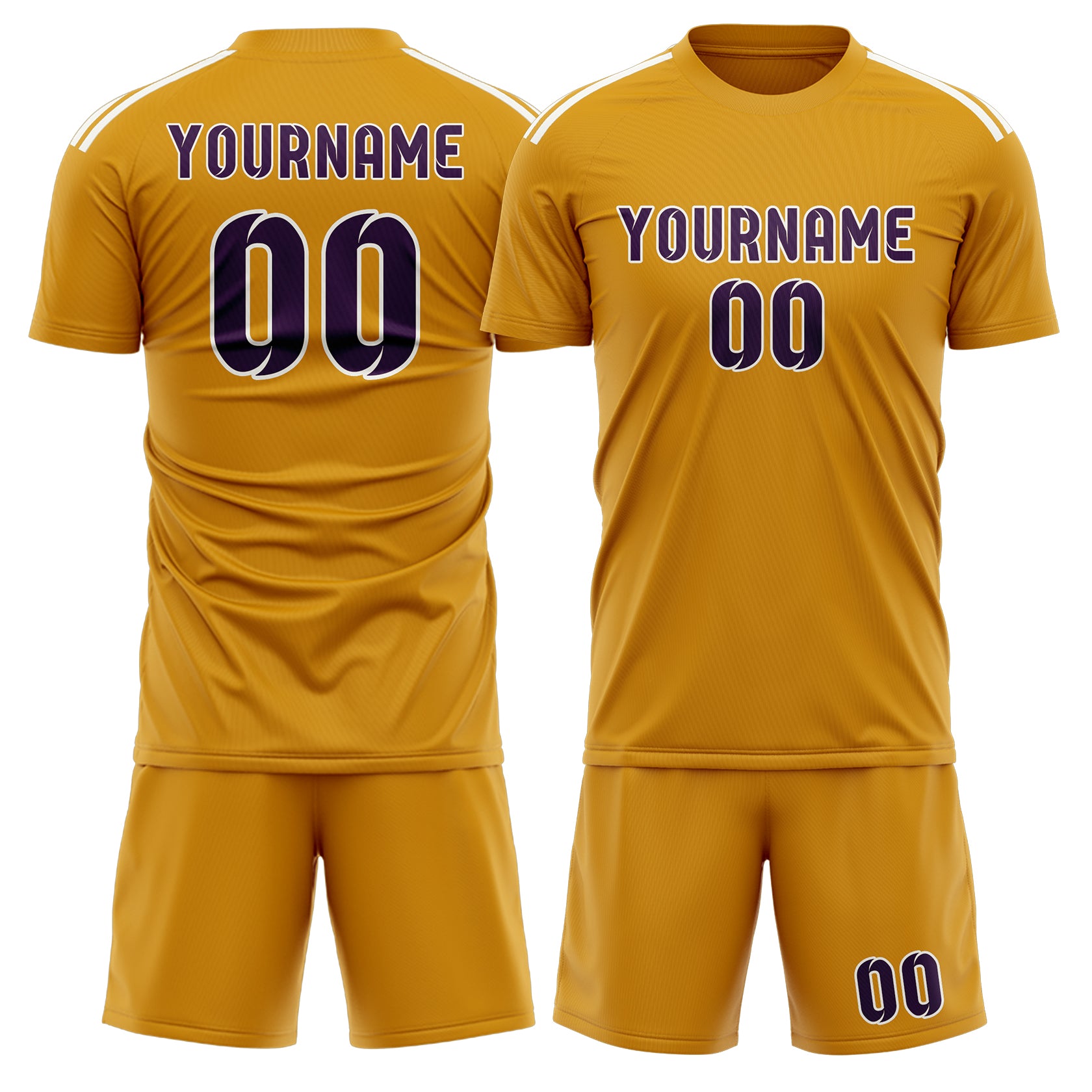Custom Yellow Purple Soccer Set