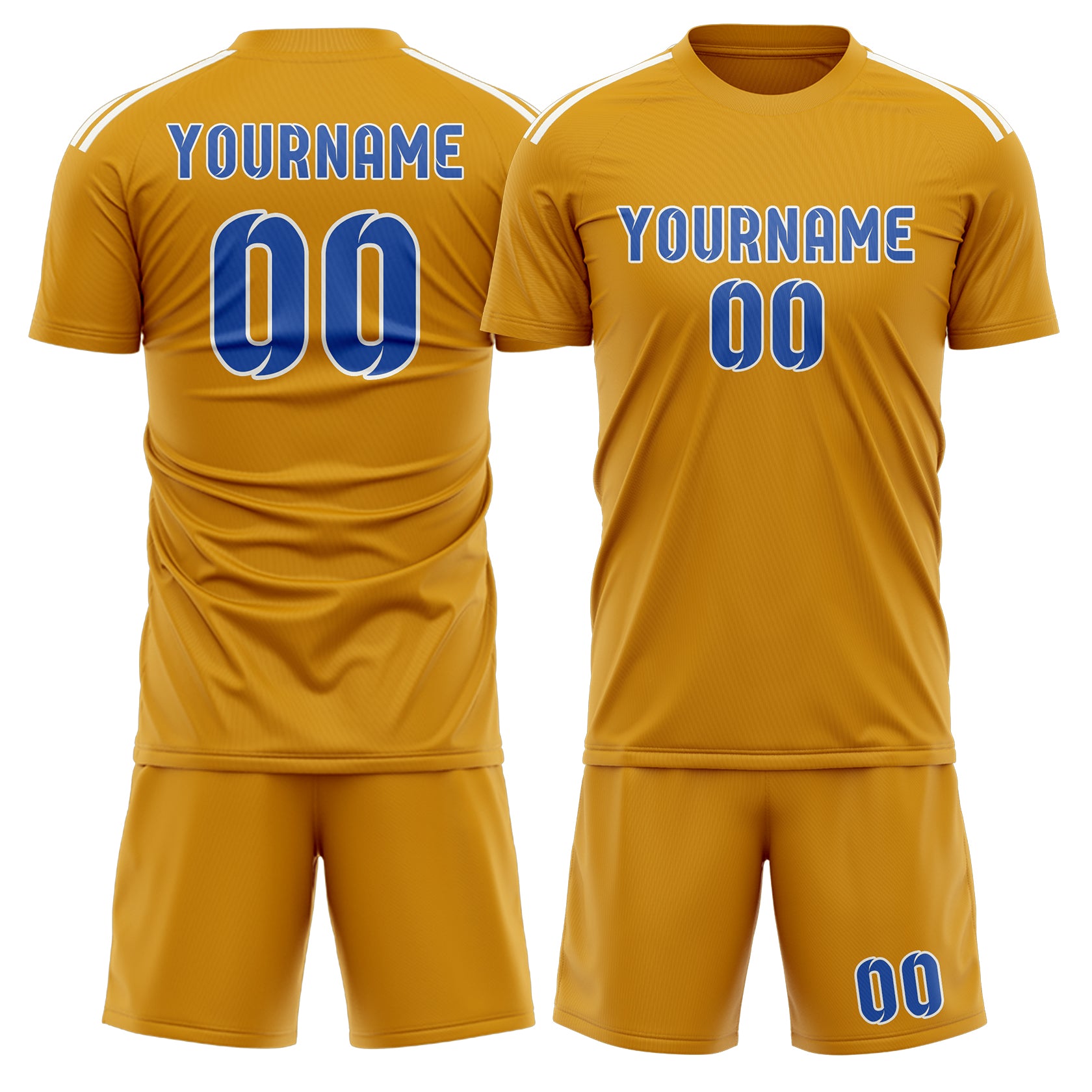 Custom Yellow Sky Blue Soccer Set