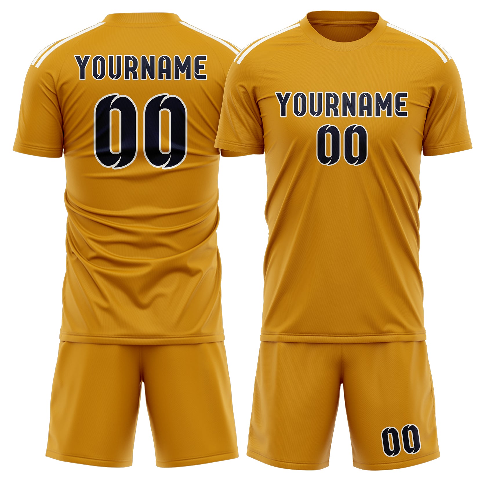 Custom Yellow Navy Soccer Set