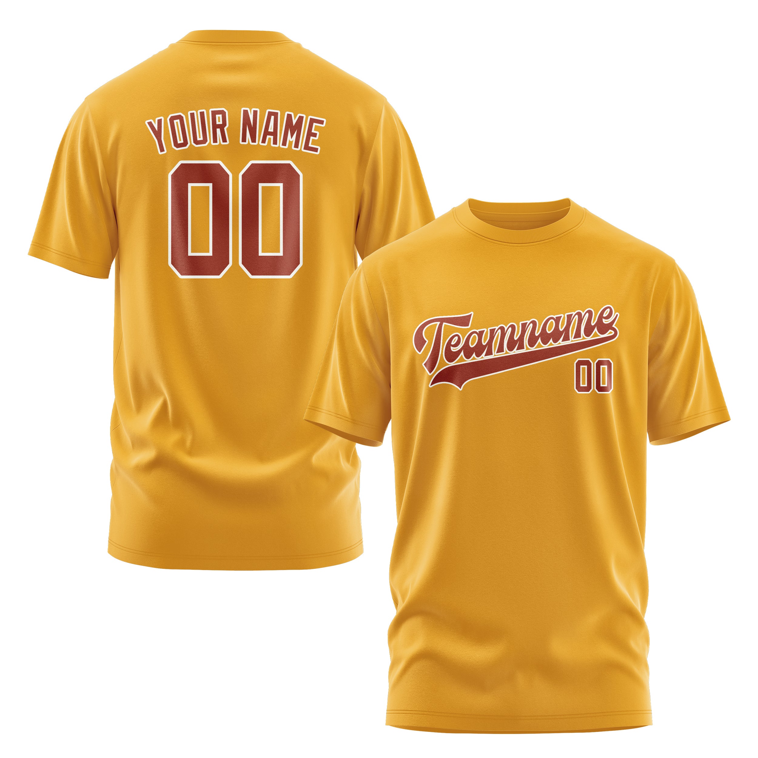 Custom Yellow Coral Red T-Shirt