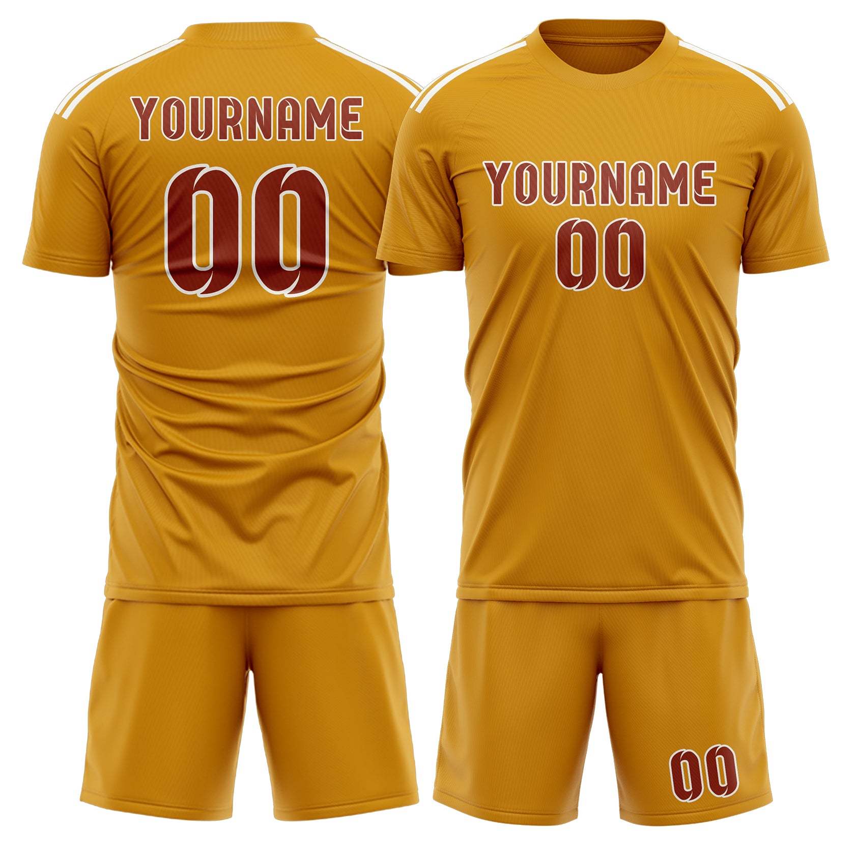 Custom Yellow Coral Red Soccer Set