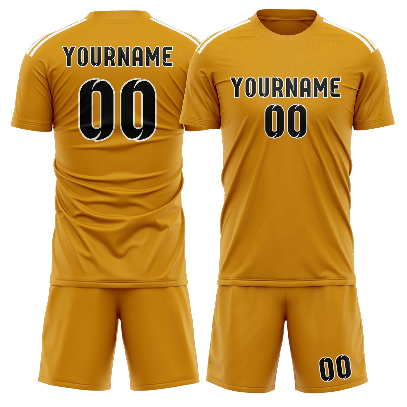 Custom Yellow Black Soccer Set
