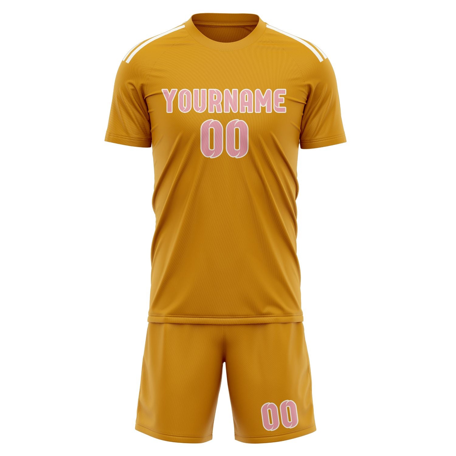 Custom Yellow Light Pink Soccer Set