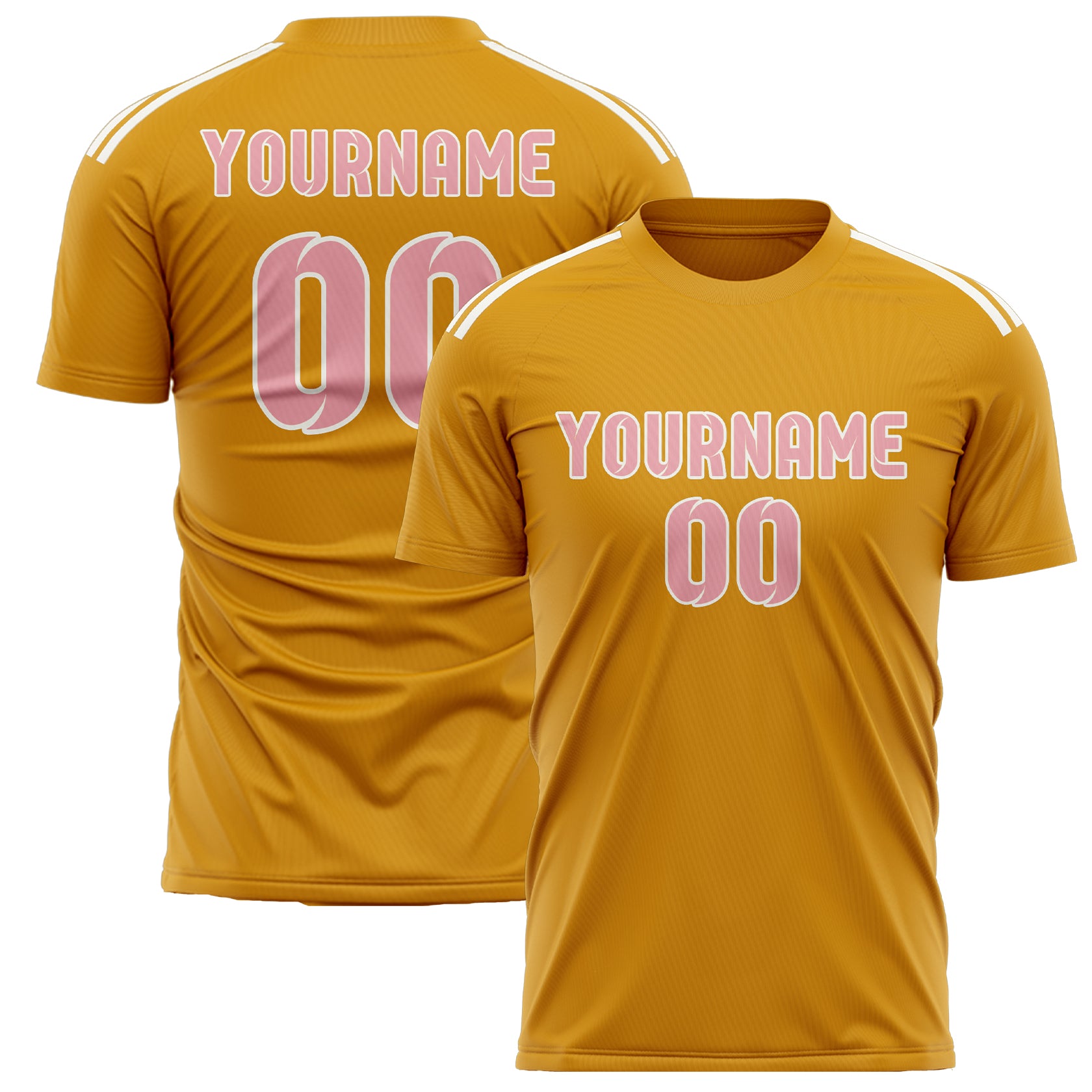 Custom Yellow Light Pink Soccer Jersey
