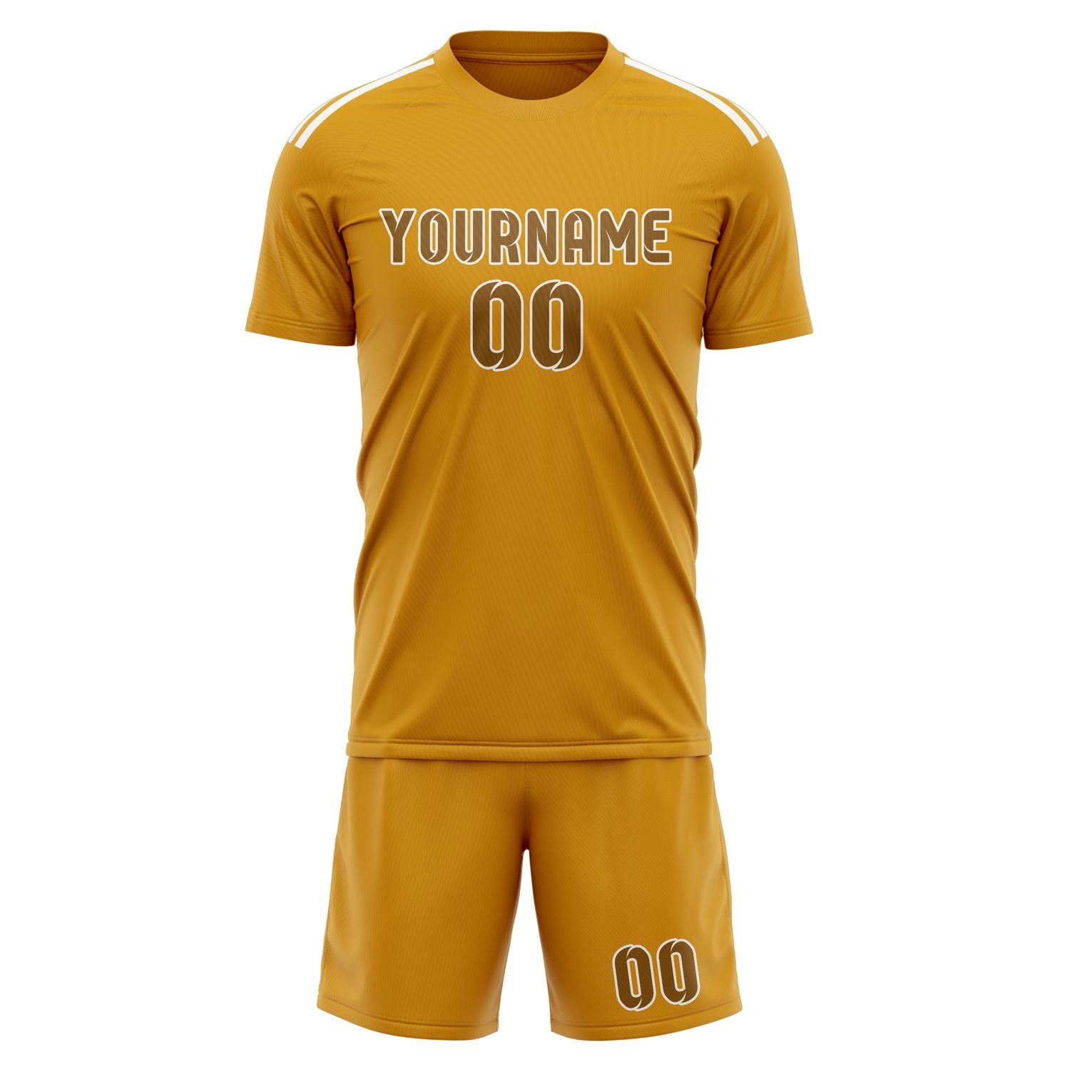 Custom Yellow Khaki Soccer Set