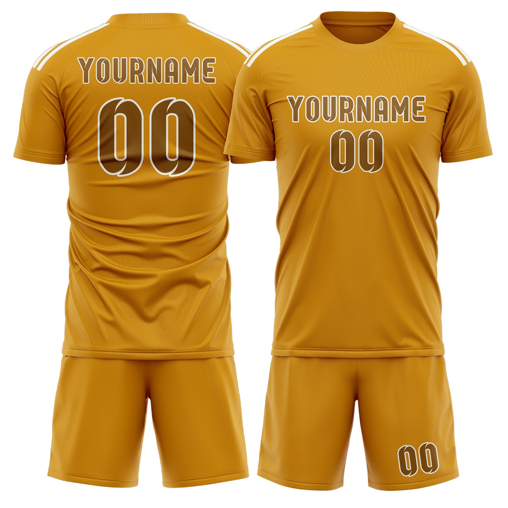 Custom Yellow Khaki Soccer Set