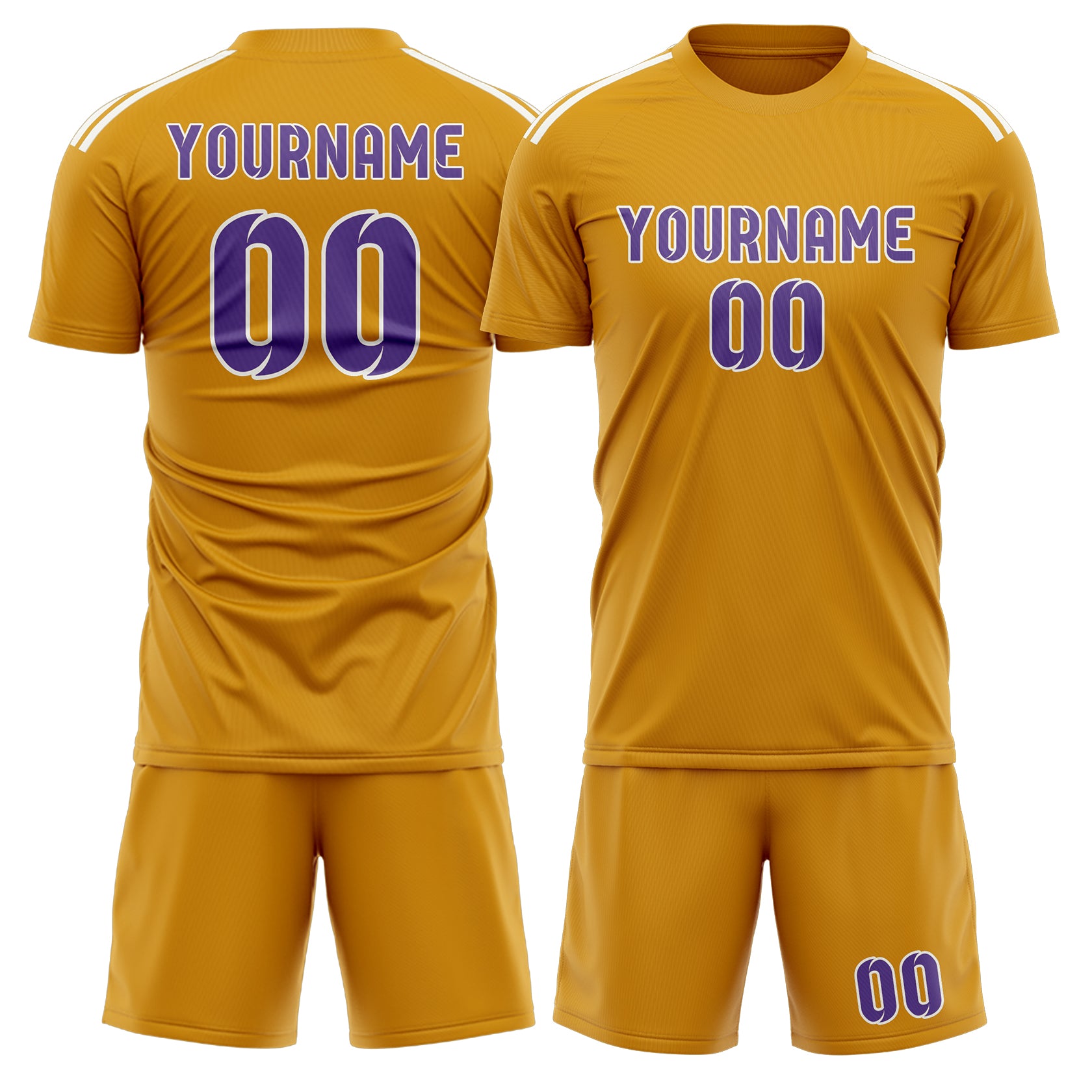 Custom Yellow Light Purple Soccer Set