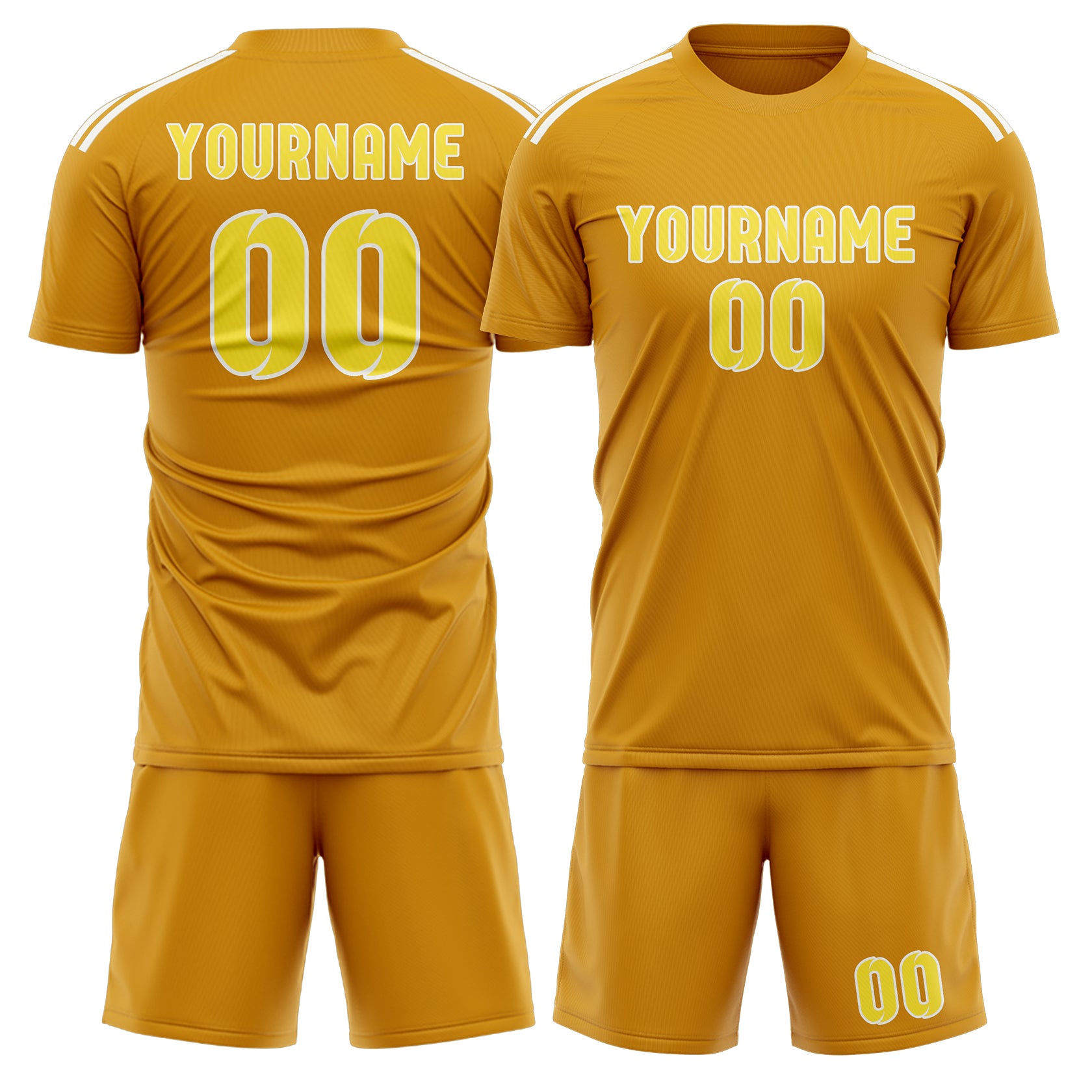 Custom Yellow Light Yellow Soccer Set