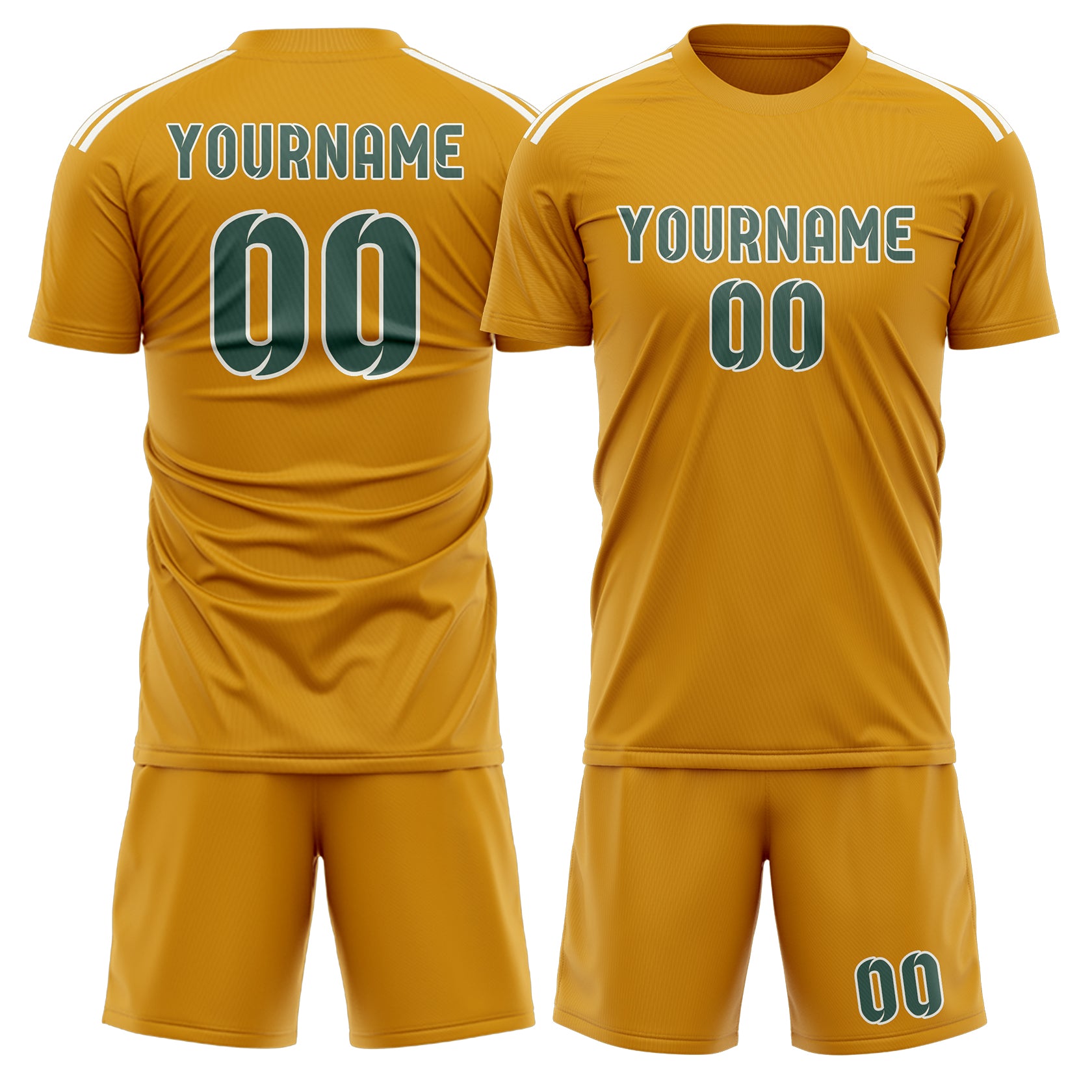 Custom Yellow Blue Green Soccer Set