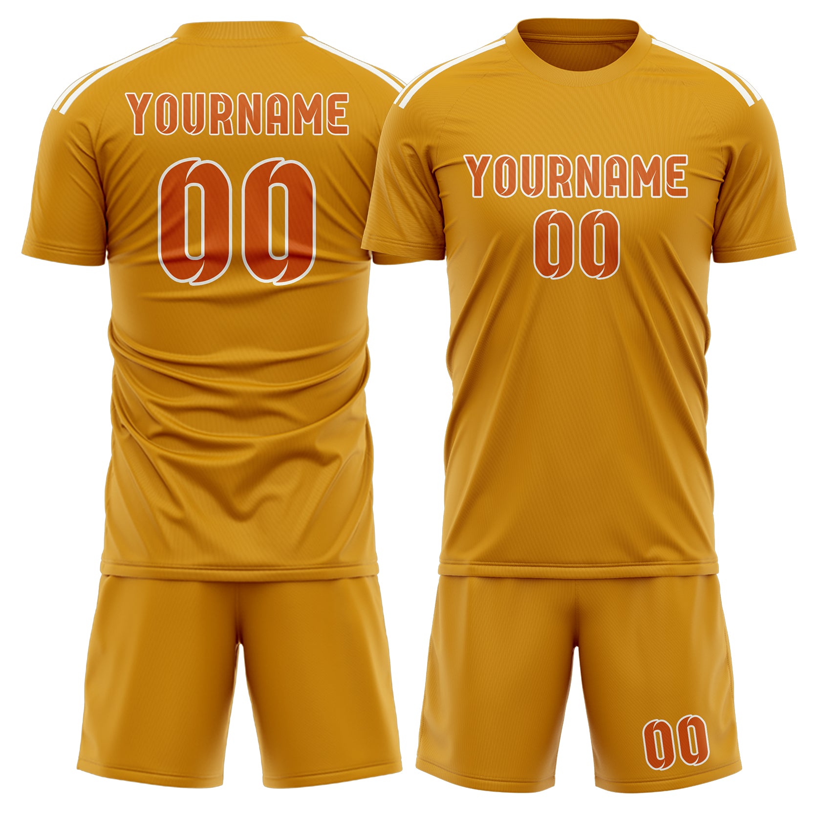 Custom Yellow Orange Soccer Set