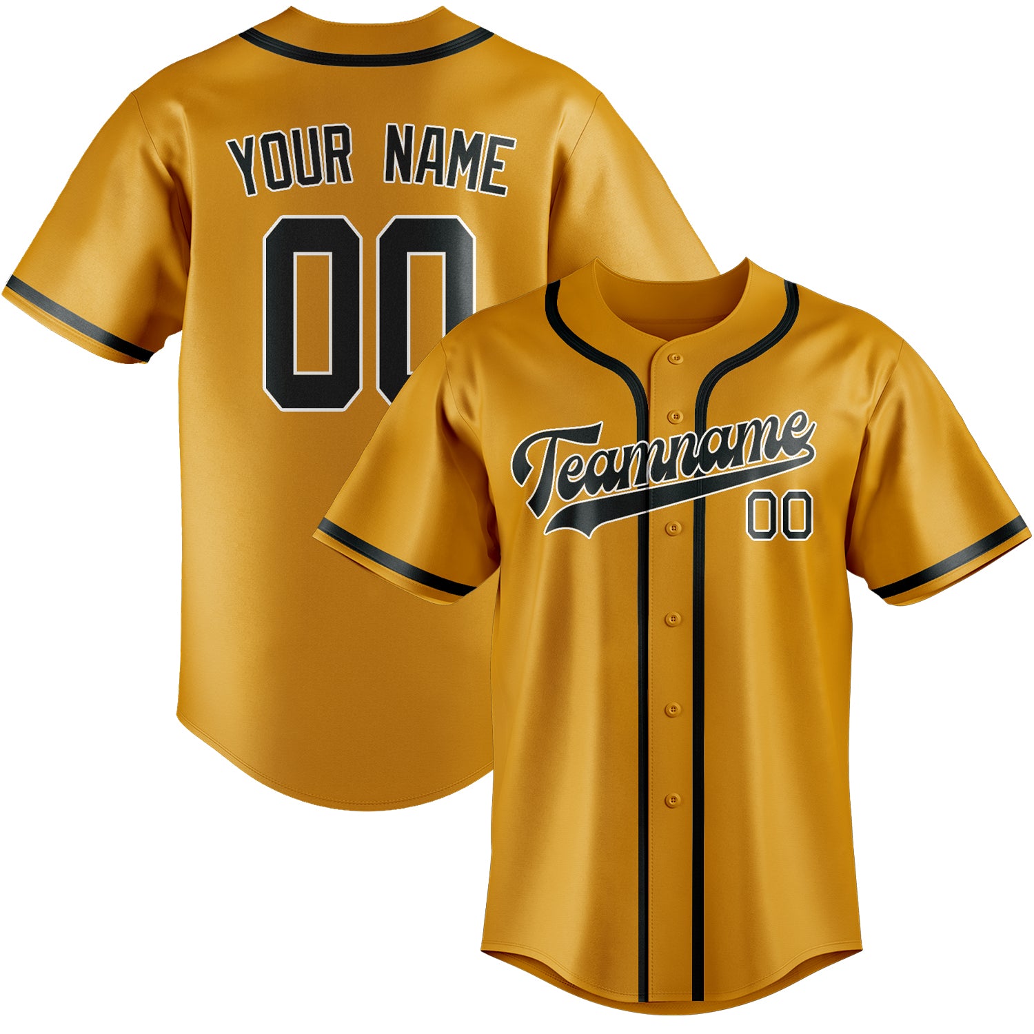 Custom Yellow Dark Grey Baseball Jersey
