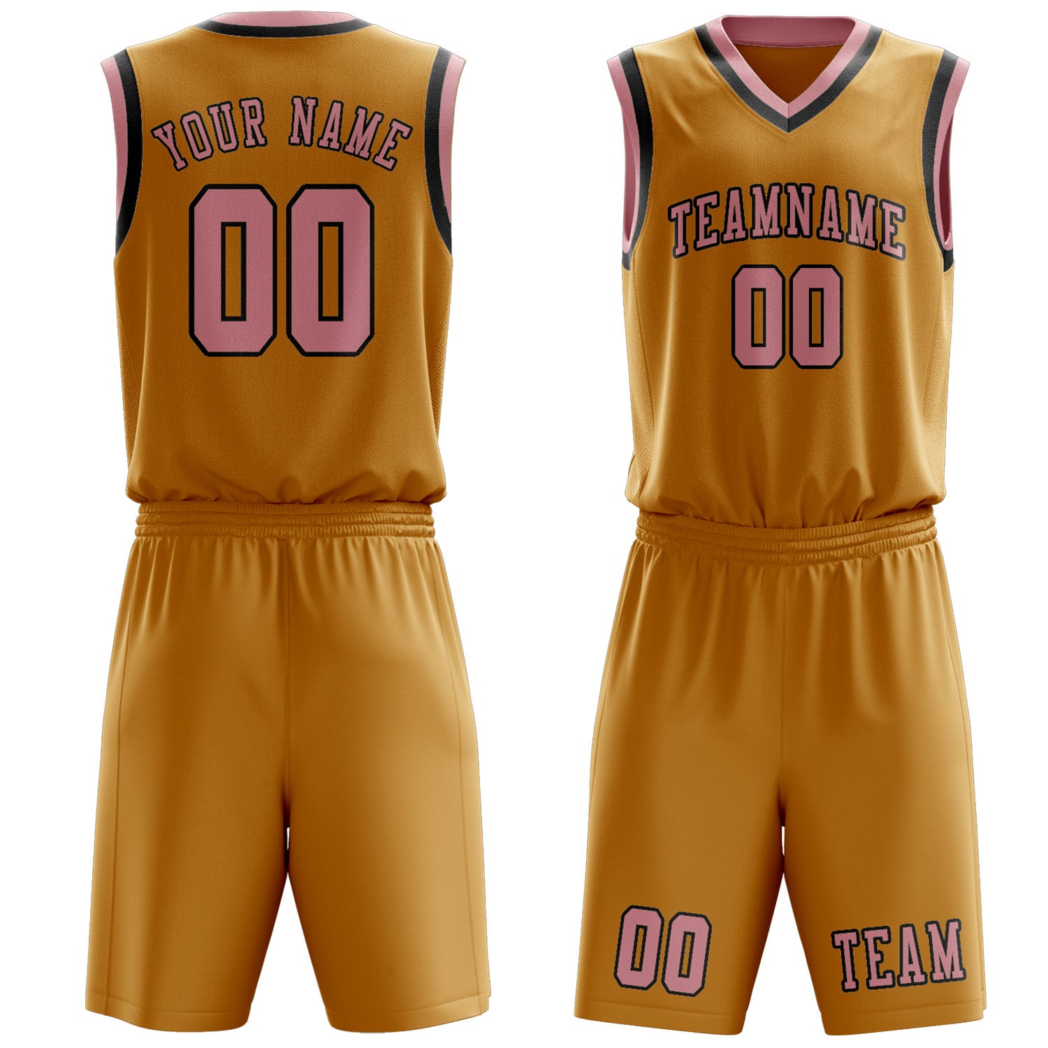 Custom Yellow Light Pink Basketball Set