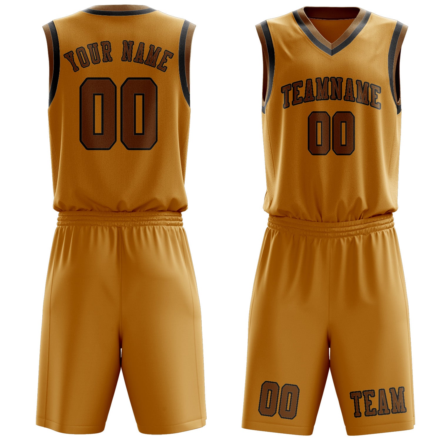Custom Yellow Khaki Basketball Set