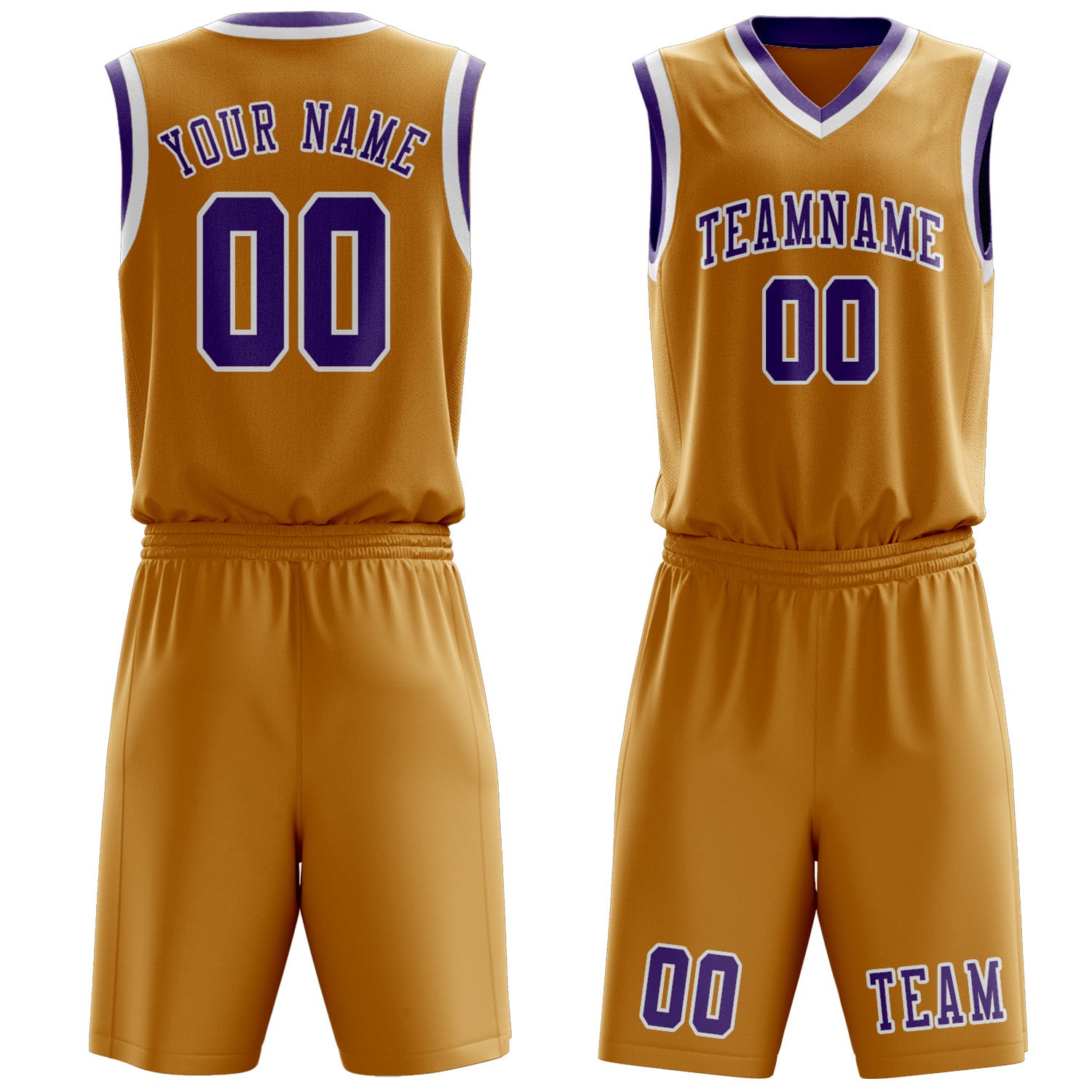 Custom Yellow Light Purple Basketball Set