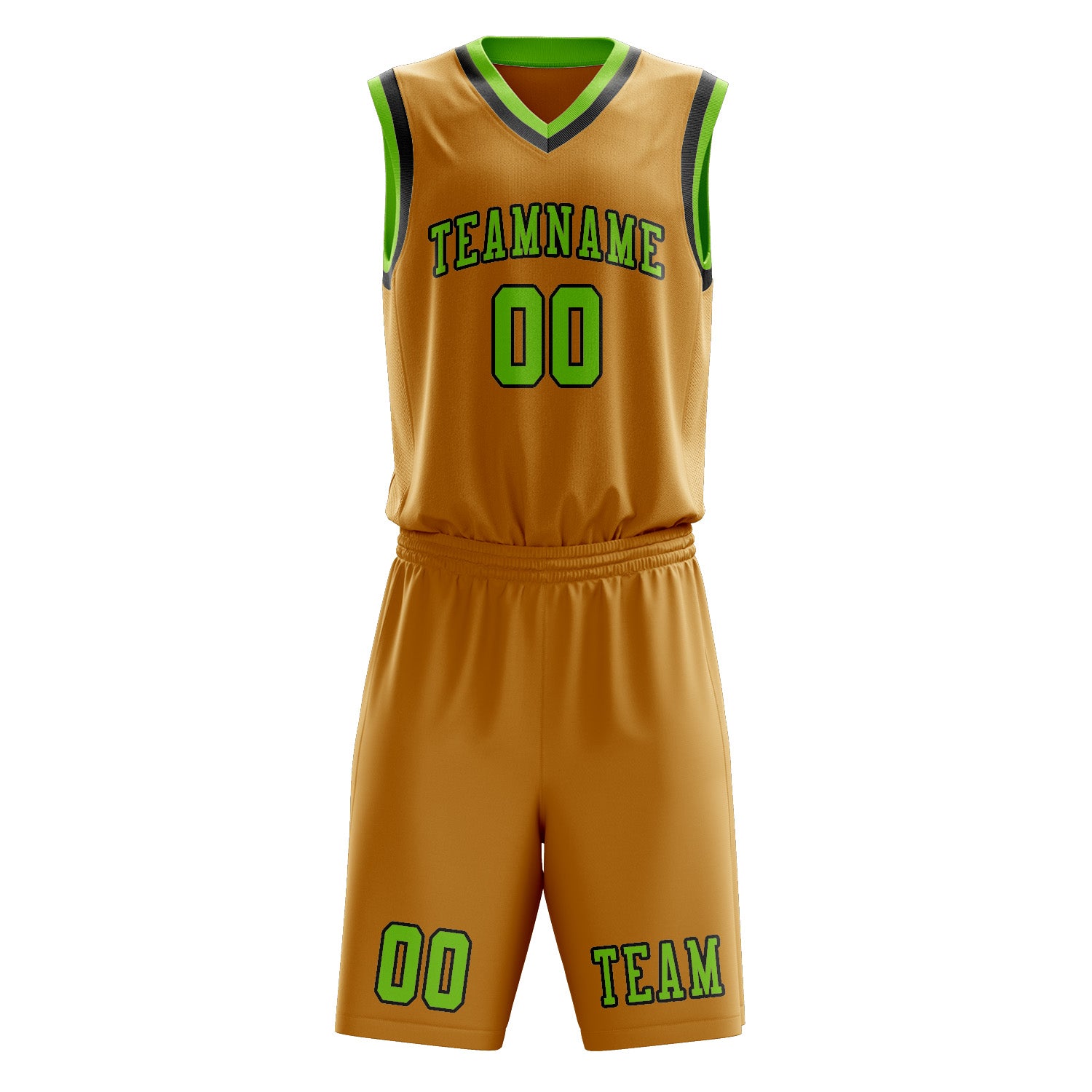 Custom Yellow Emerald Green Basketball Set