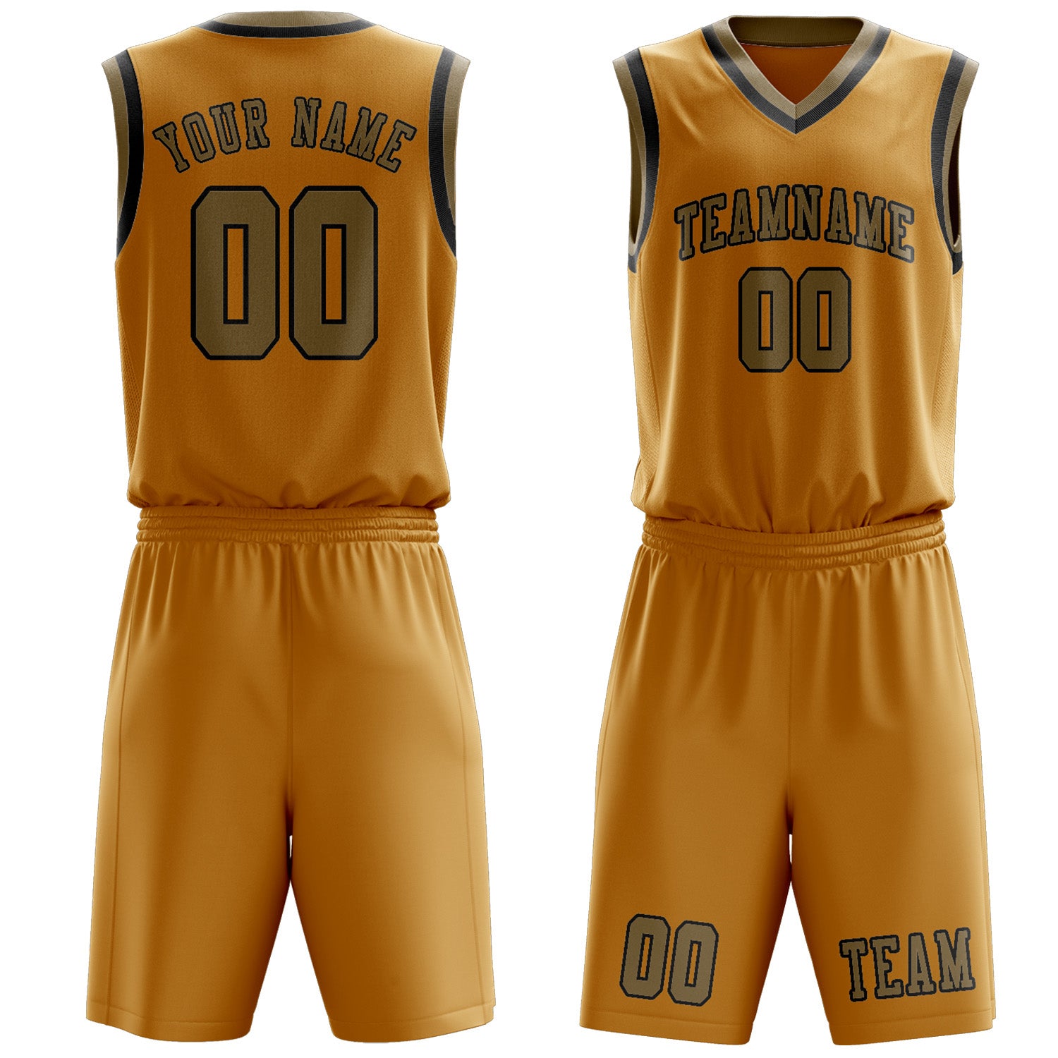 Custom Yellow Light Khaki Basketball Set
