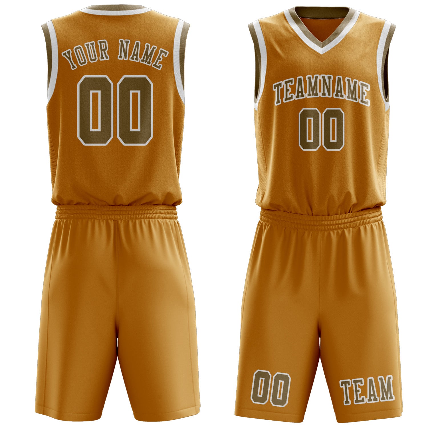 Custom Yellow Light Khaki Basketball Set