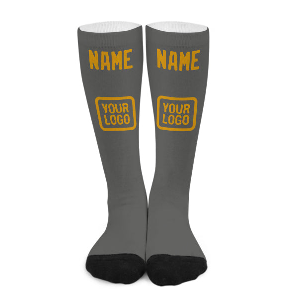 Custom Dark Grey Yellow Knee-High Sock