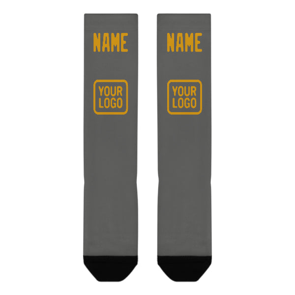 Custom Dark Grey Yellow Knee-High Sock