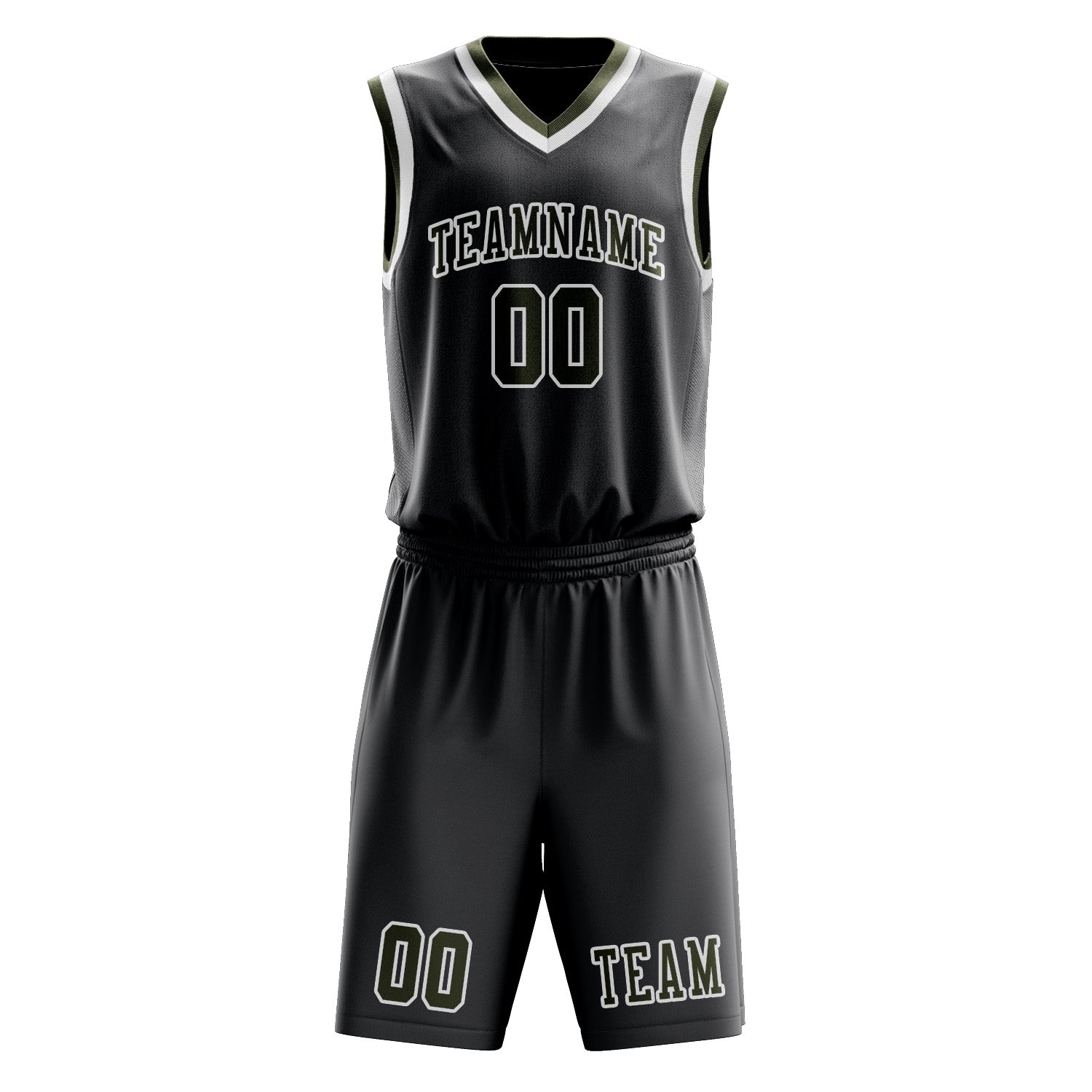 Custom Dark Grey Olive Basketball Set