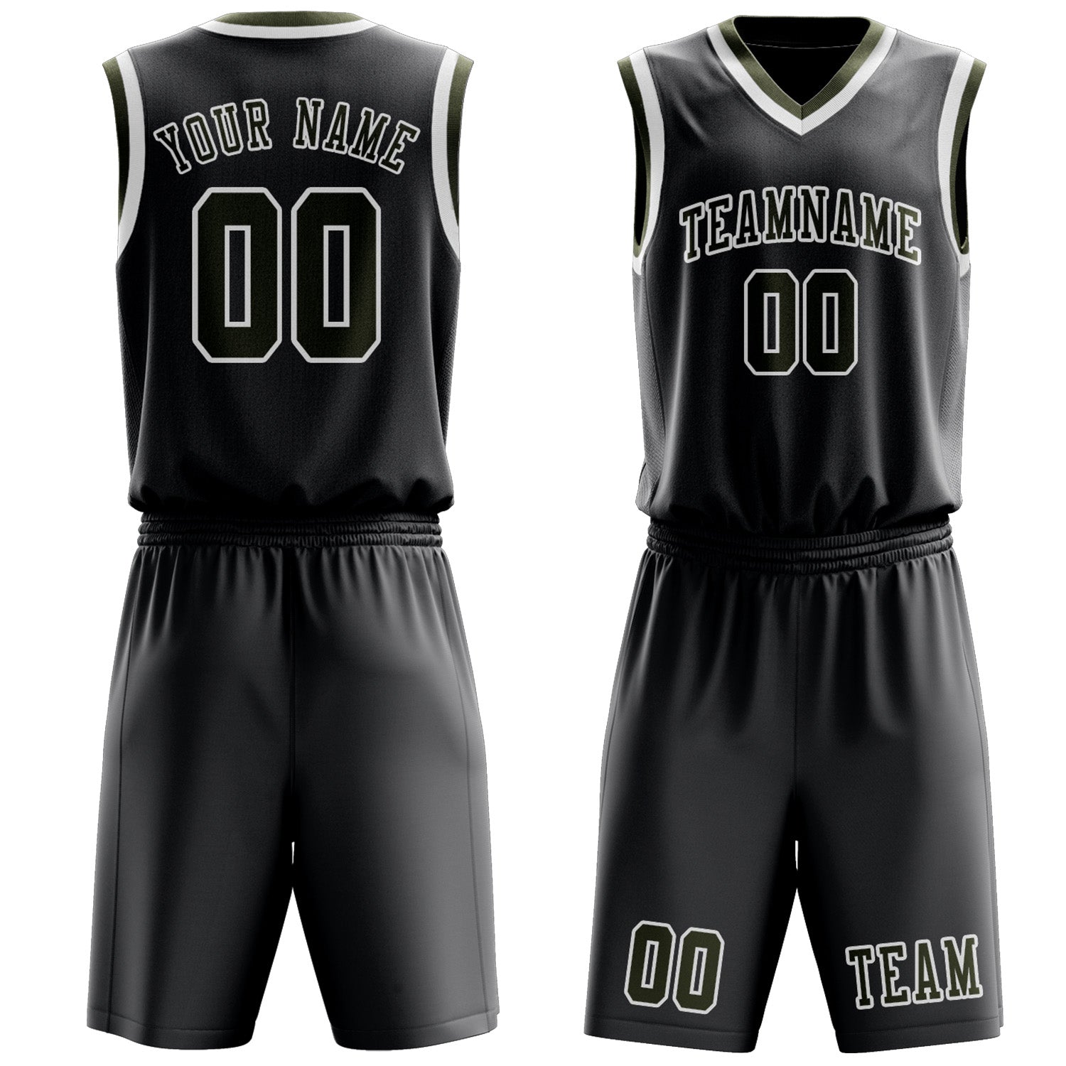 Custom Dark Grey Olive Basketball Set