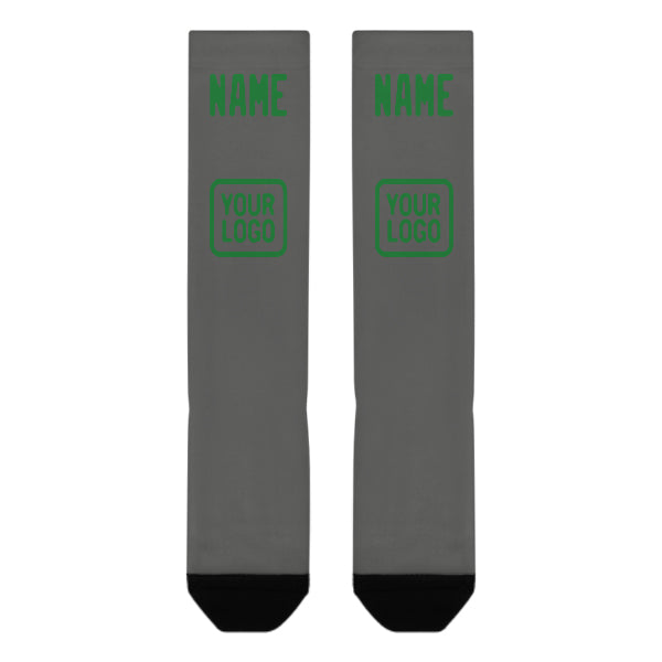 Custom Dark Grey Emerald Green Knee-High Sock
