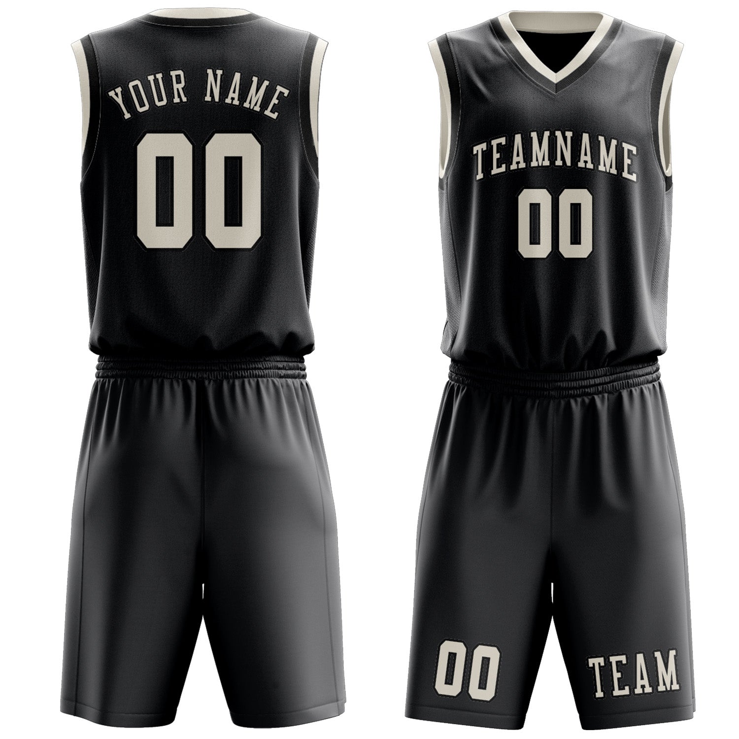 Custom Dark Grey Cream Basketball Set