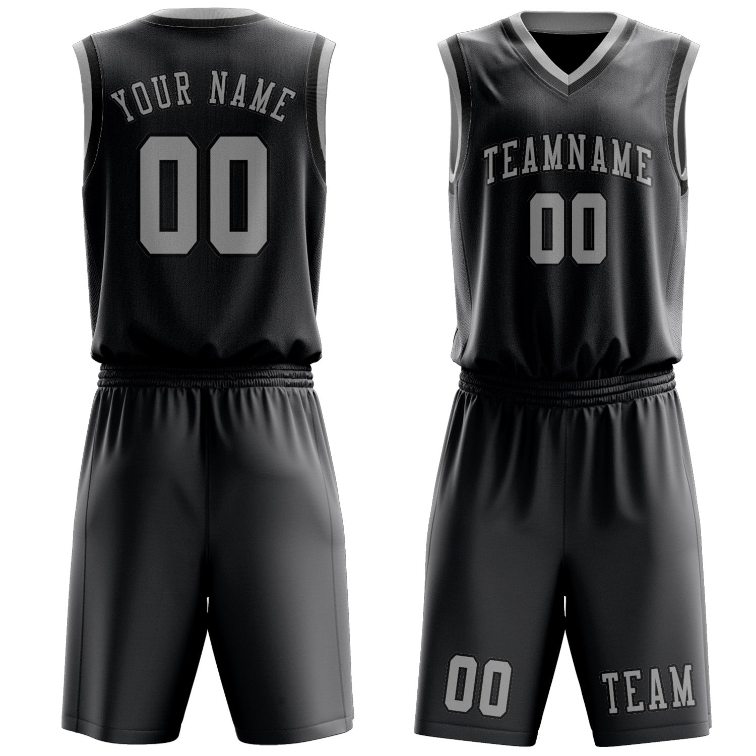 Custom Dark Grey Gray Basketball Set