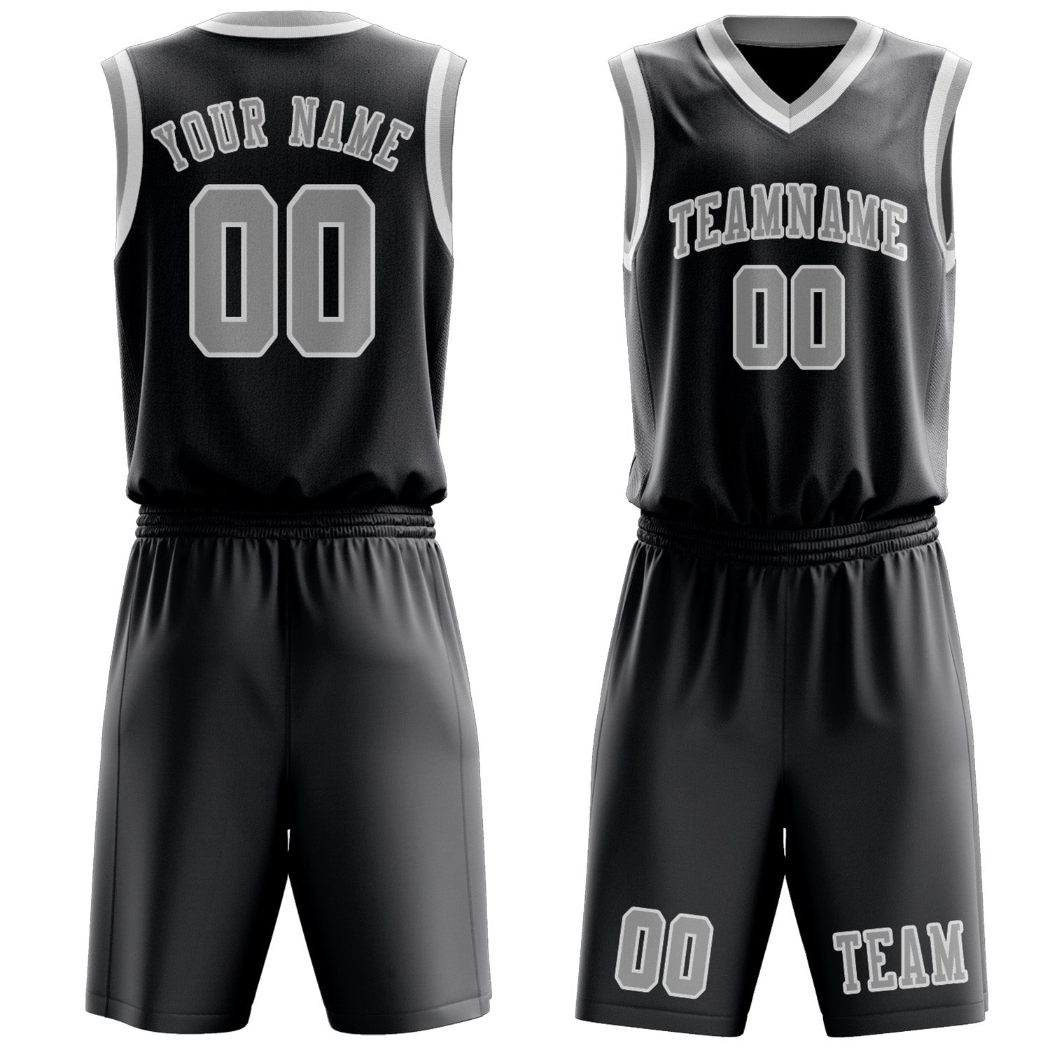 Custom Dark Grey Gray Basketball Set
