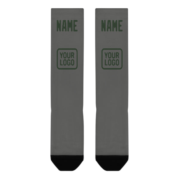 Custom Dark Grey Dark Green Knee-High Sock