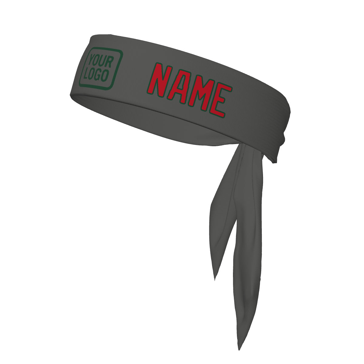 Custom Dark Grey Red Headband