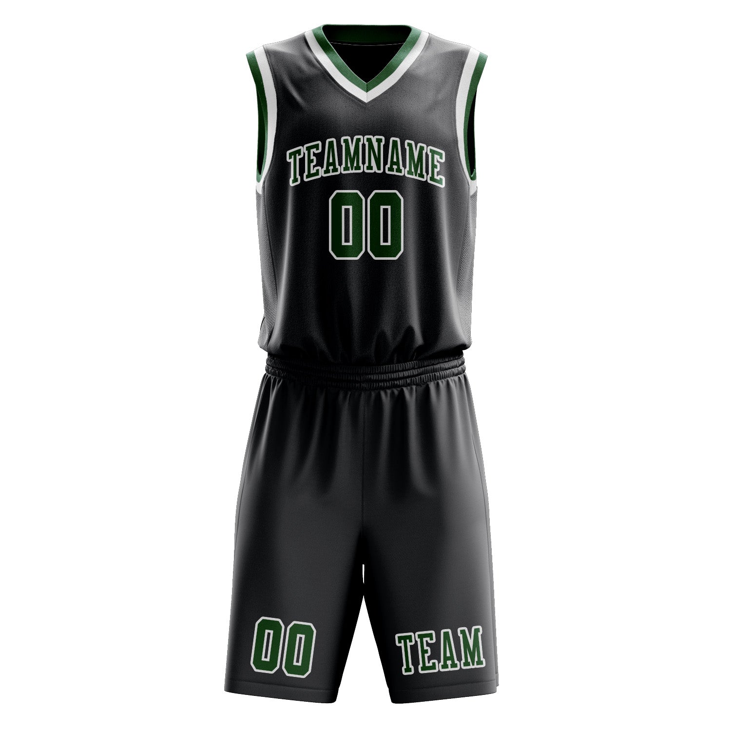 Custom Dark Grey Green Basketball Set