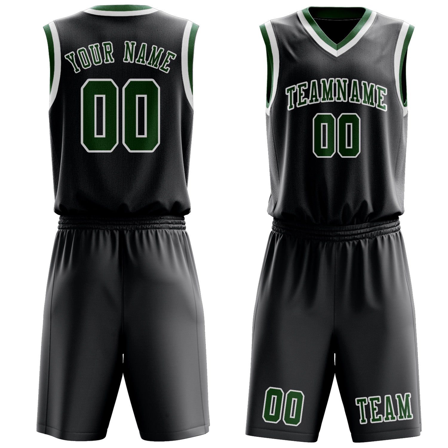 Custom Dark Grey Green Basketball Set