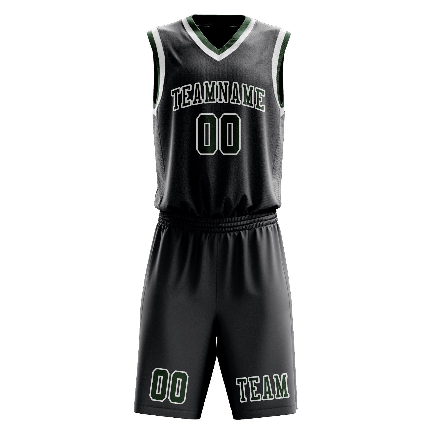 Custom Dark Grey Dark Green Basketball Set