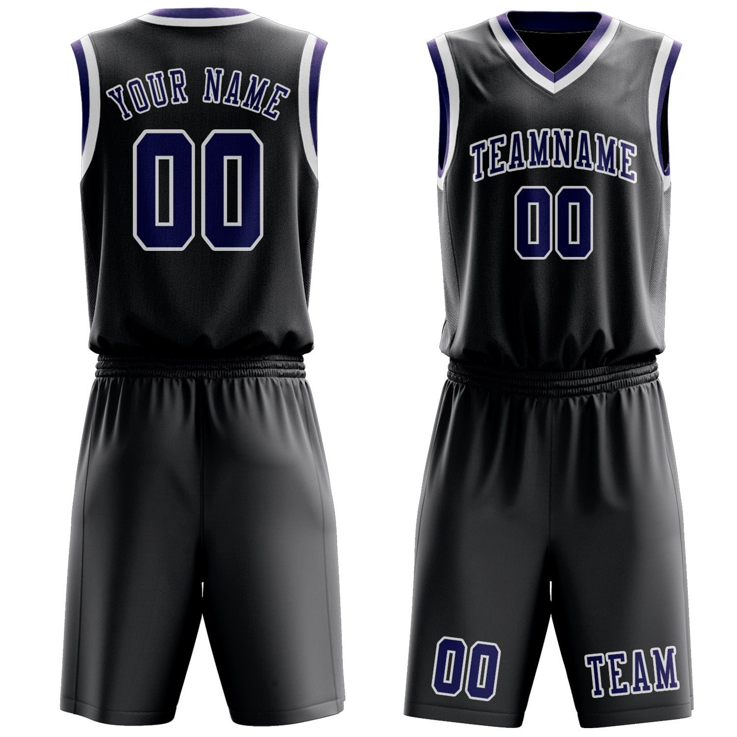 Custom Dark Grey Purple Basketball Set