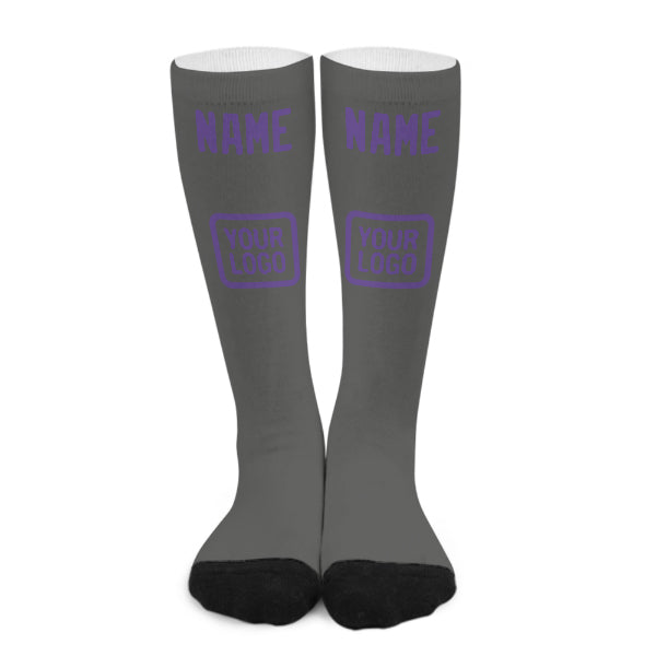 Custom Dark Grey Light Purple Knee-High Sock